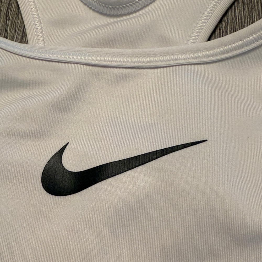 Nike Women's White Sports Bra with Black Logo - Picture 2 of 5